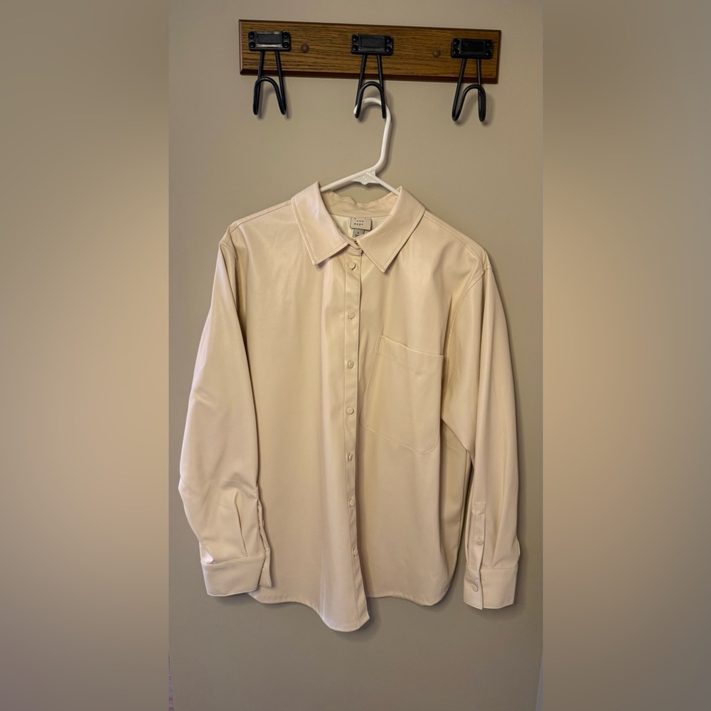 A New Day Faux Leather Button Up